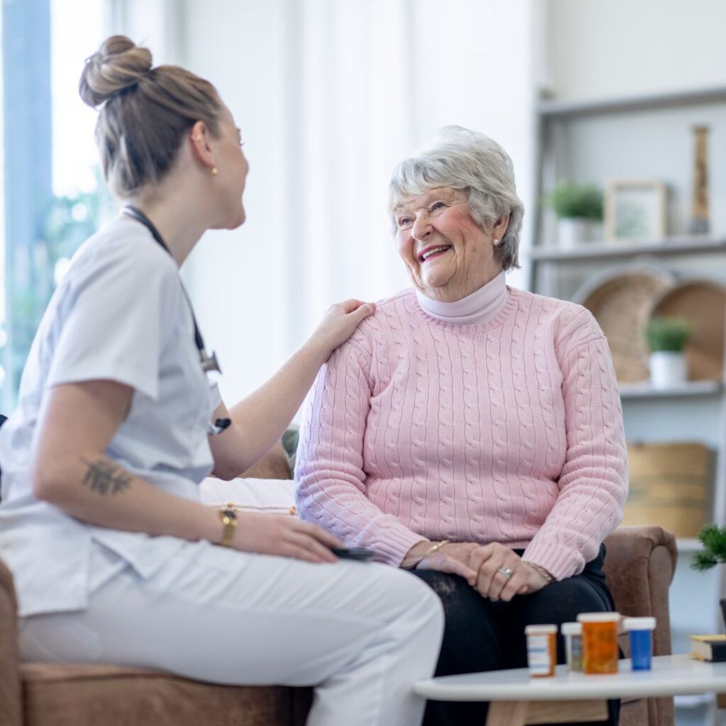 bariatric care nurse with client